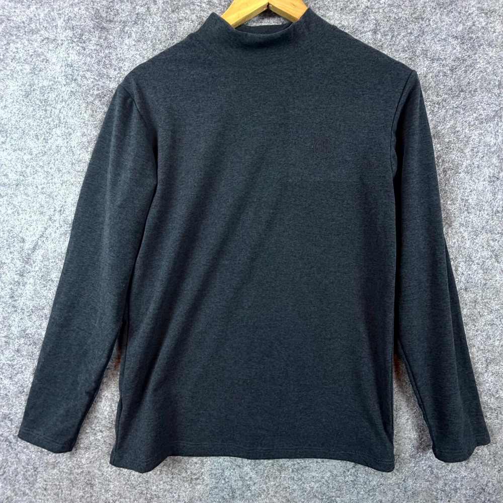 Korean Boutique Athletic Mens Sweatshirt L Black Fleece Mock Neck Pullover